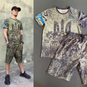 Cпортивный костюм: Комплект Укроп Камуфляж . Шорти і футболка